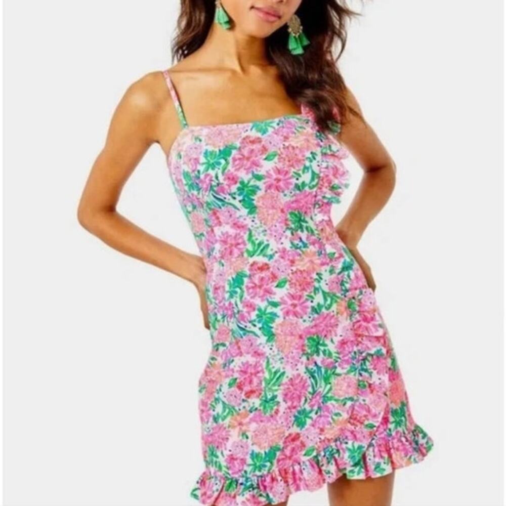 Lilly Pulitzer Pink Floral Ruffled Mini Jumpsuit